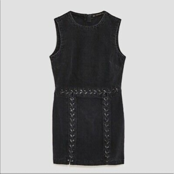 Zara Denim Mini Dress in Washed Black - Picture 6 of 9